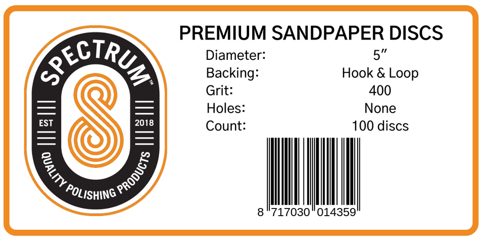 400 Grit Hook & Loop Sandpaper Discs (3", 5", 6")
