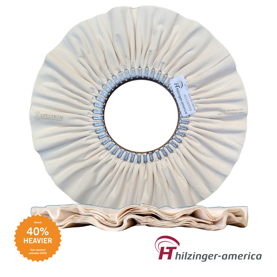 14" x 5" Premium 60/60 Heavy Weight Clear Mill Secondary Cut Airway Buffing Wheel (#2, 16 ply)