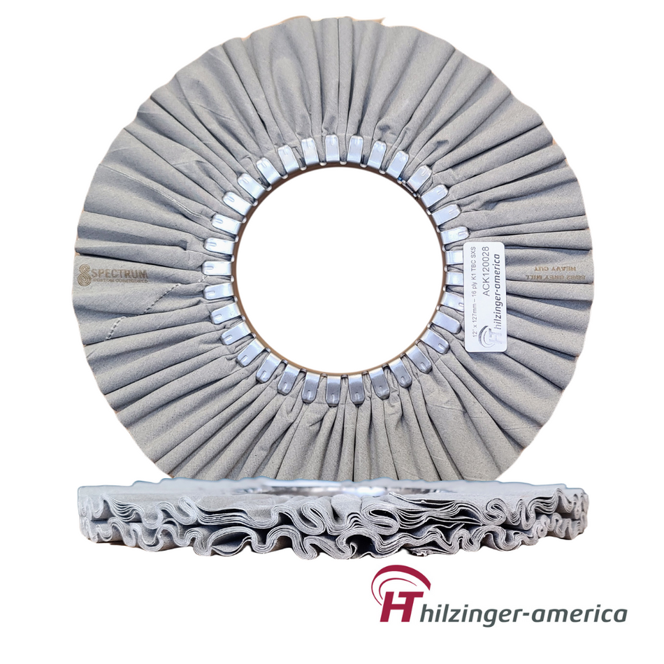12" x 5" Premium Grey Heavy Cut Airway Buffing Wheel (#8, 16 ply)