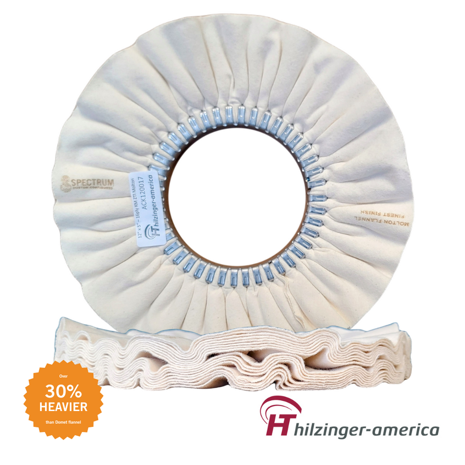 12" x 5" Premium Molton Heavy Flannel Finest Mirror Finishing Airway Buffing Wheel (#2, 16 ply)