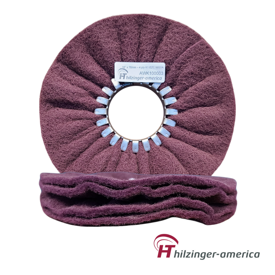 10" x 3" Premium Non-Woven Abrasive Satin Airway Wheel (Very Fine, 4 Ply)