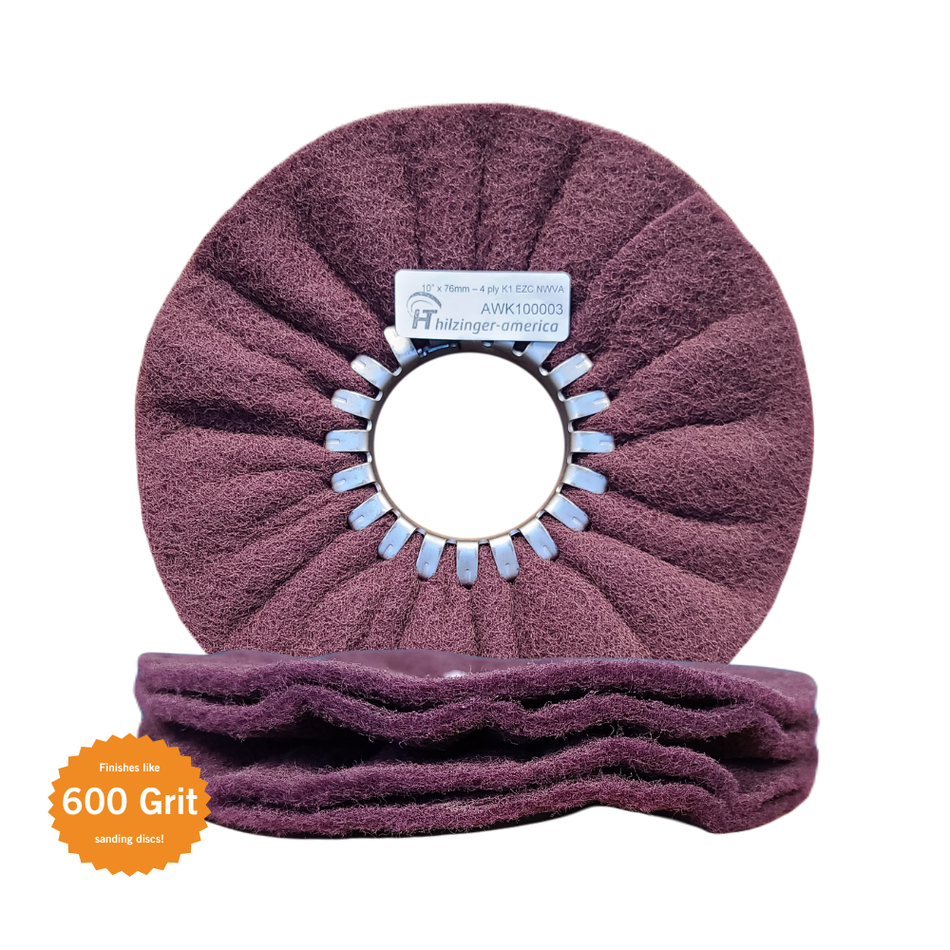 10" x 3" Premium Non-Woven Abrasive Satin Airway Wheel (Very Fine, 4 Ply)