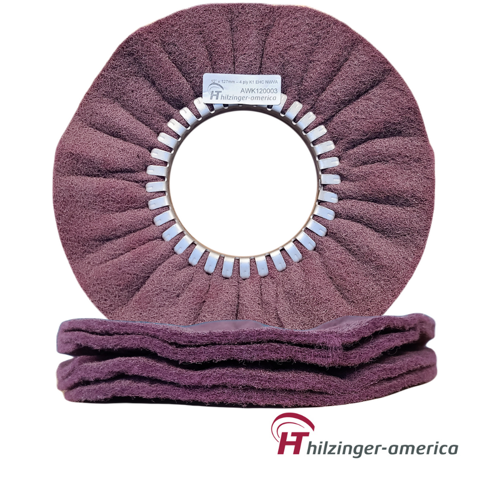 12" x 5" Premium Non-Woven Abrasive Satin Airway Wheel (Very Fine, 4 Ply)