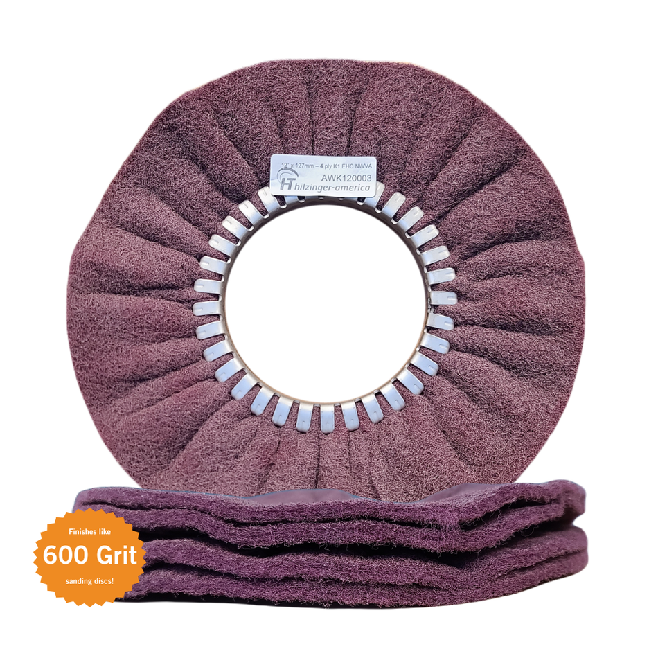 12" x 5" Premium Non-Woven Abrasive Satin Airway Wheel (Very Fine, 4 Ply)