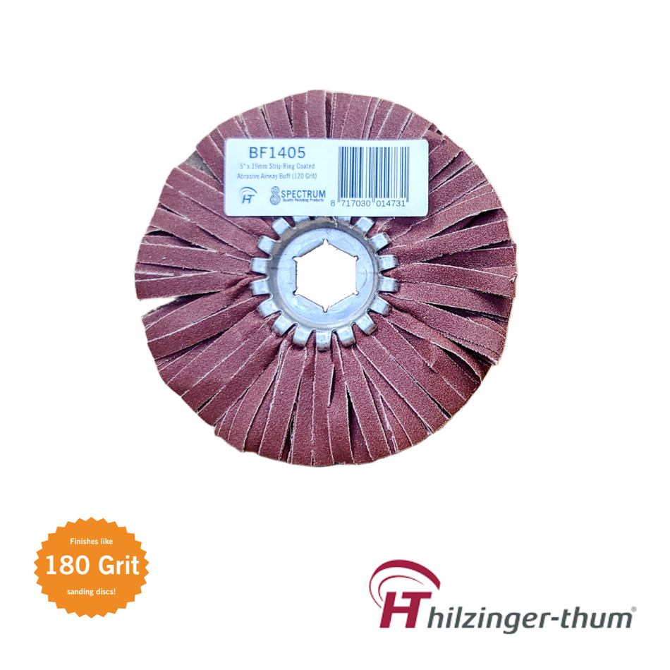 5" x 19mm Premium Miniature Coated Abrasive Strip Ring Airway Buffing Wheel (120, 180, 320 Grit)