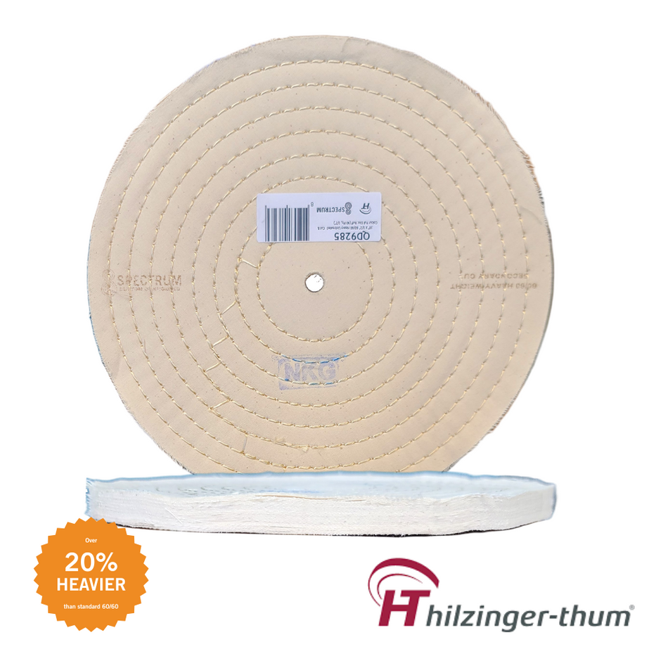 10" x 1/2" Premium Heavy Weight 60/60 Secondary Cut Stitched Full Disc Buffing Wheel