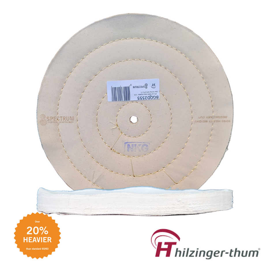 10" x 1/2" Premium Heavy Weight 60/60 Secondary Cut Stitched Full Disc Buffing Wheel