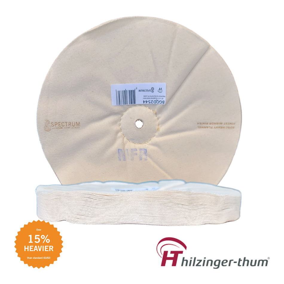 10" x 1/2" Premium Heavy Weight 60/60 Flannel Finest Mirror Finishing Loose Full Disc Buffing Wheel