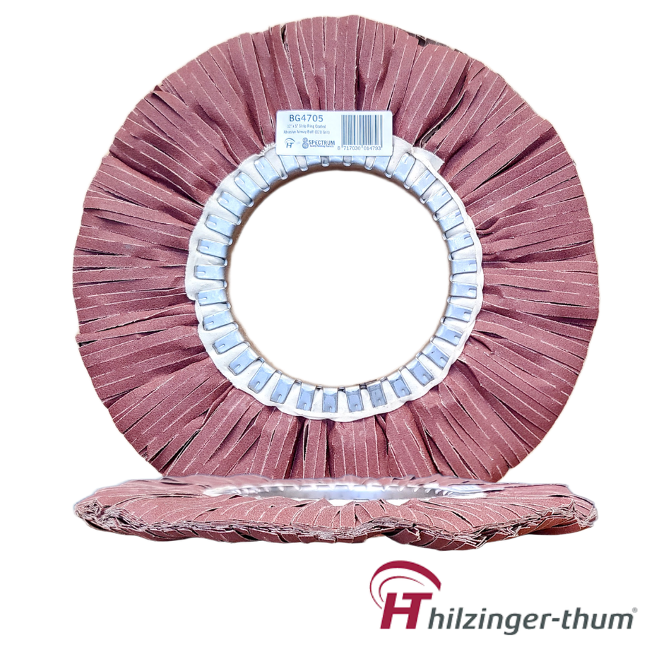 12" x 5" Premium Coated Abrasive Strip Ring Airway Buffing Wheel (120 Grit)