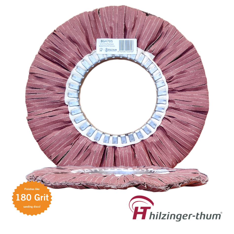 12" x 5" Premium Coated Abrasive Strip Ring Airway Buffing Wheel (120 Grit)