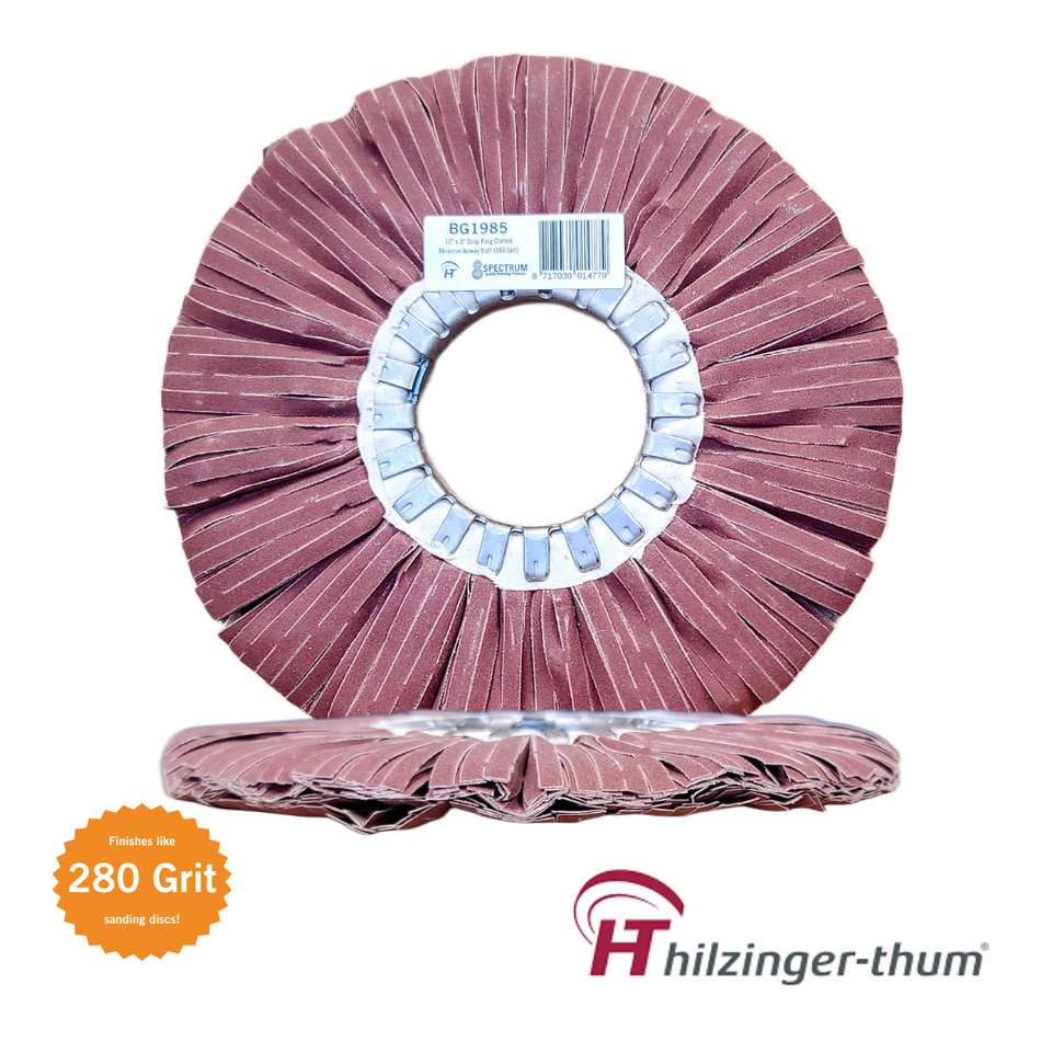 10" x 3" Premium Coated Abrasive Strip Ring Airway Buffing Wheel (180 Grit)