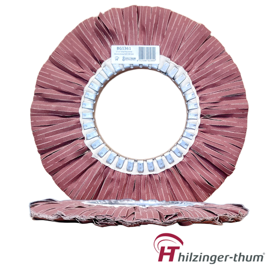 12" x 5" Premium Coated Abrasive Strip Ring Airway Buffing Wheel (180 Grit)