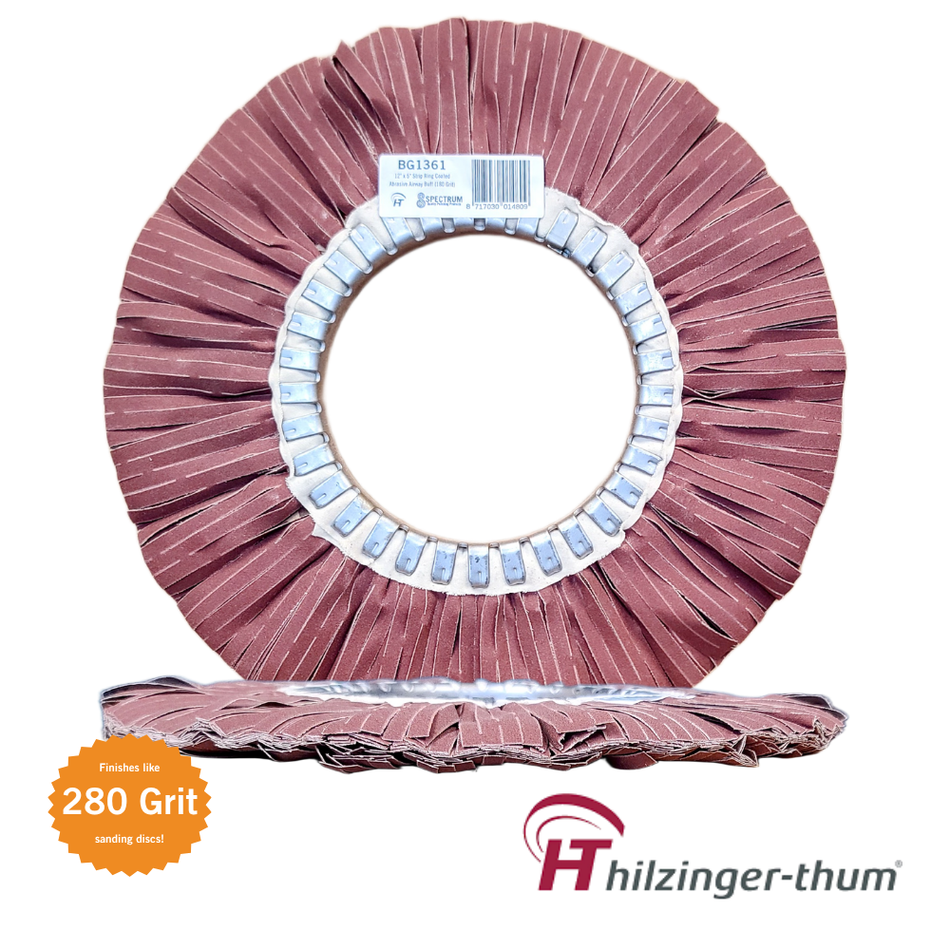 12" x 5" Premium Coated Abrasive Strip Ring Airway Buffing Wheel (180 Grit)