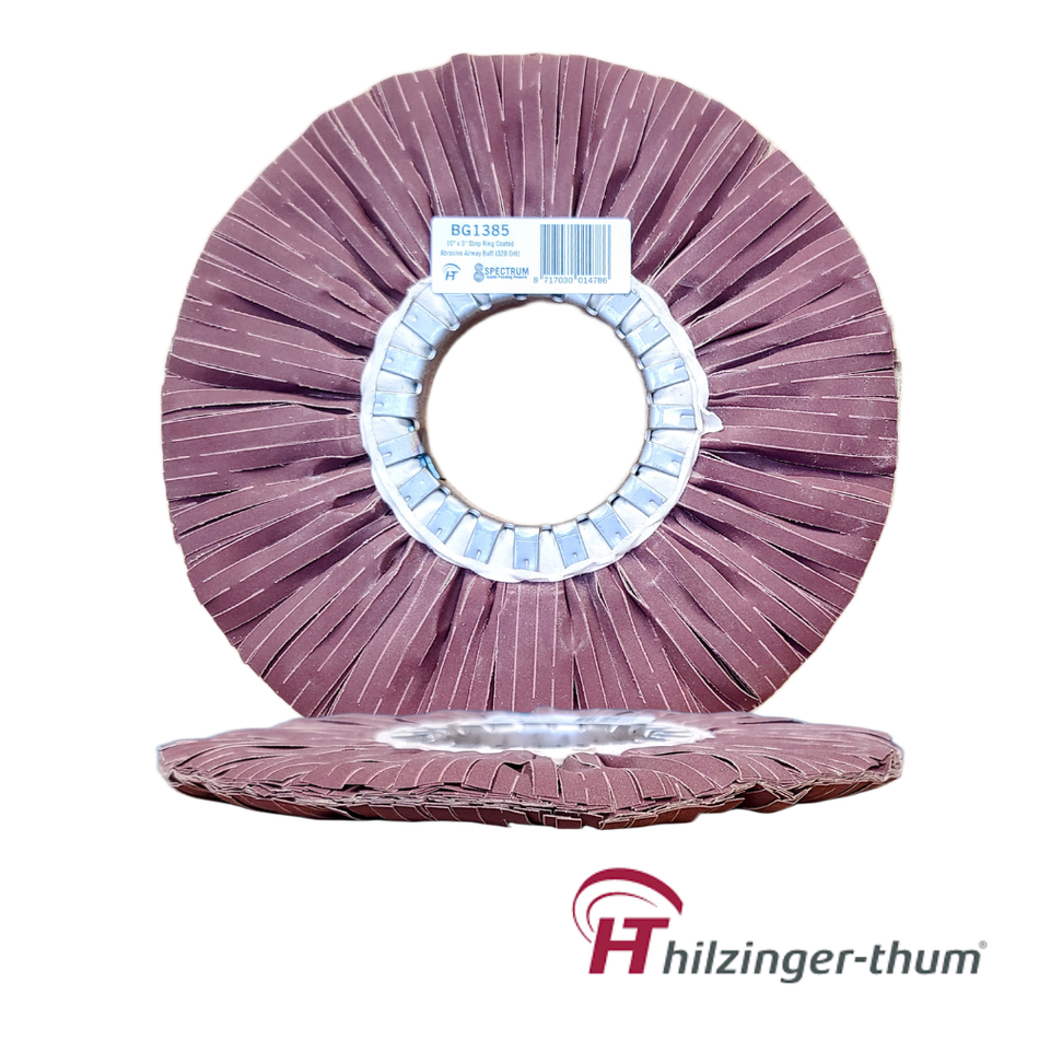 10" x 3" Premium Coated Abrasive Strip Ring Airway Buffing Wheel (320 Grit)