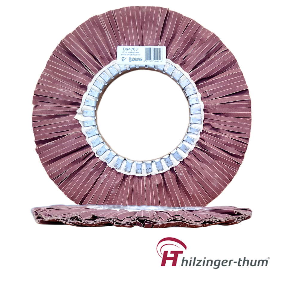 12" x 5" Premium Coated Abrasive Strip Ring Airway Buffing Wheel (320 Grit)