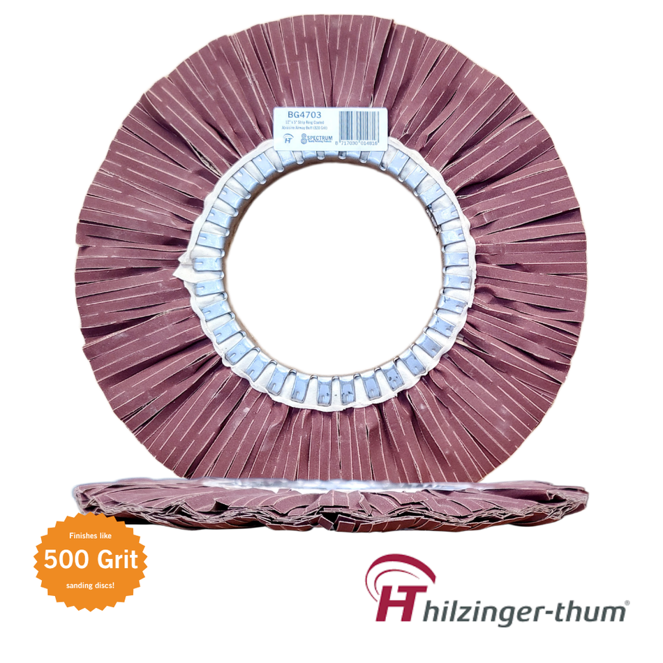 12" x 5" Premium Coated Abrasive Strip Ring Airway Buffing Wheel (320 Grit)