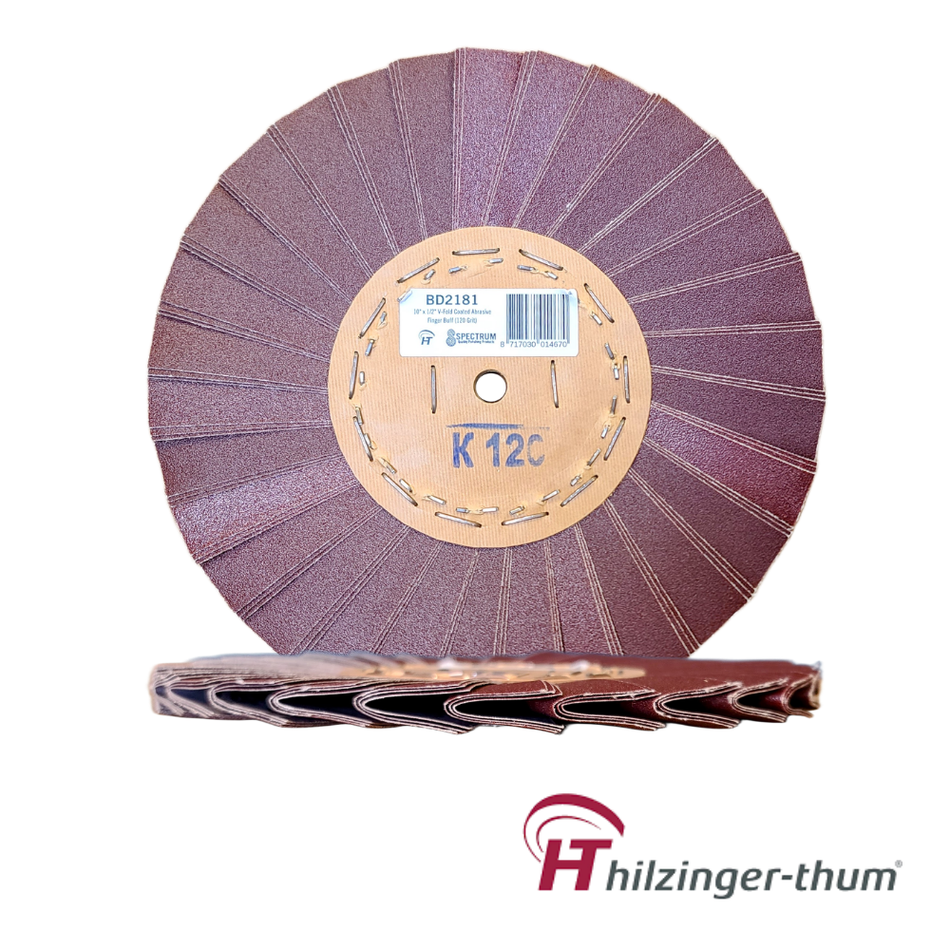 10" x 3" x 5/8"AH Premium Coated Abrasive V-Fold Abrasive Finger Buffing Wheel (120 Grit)