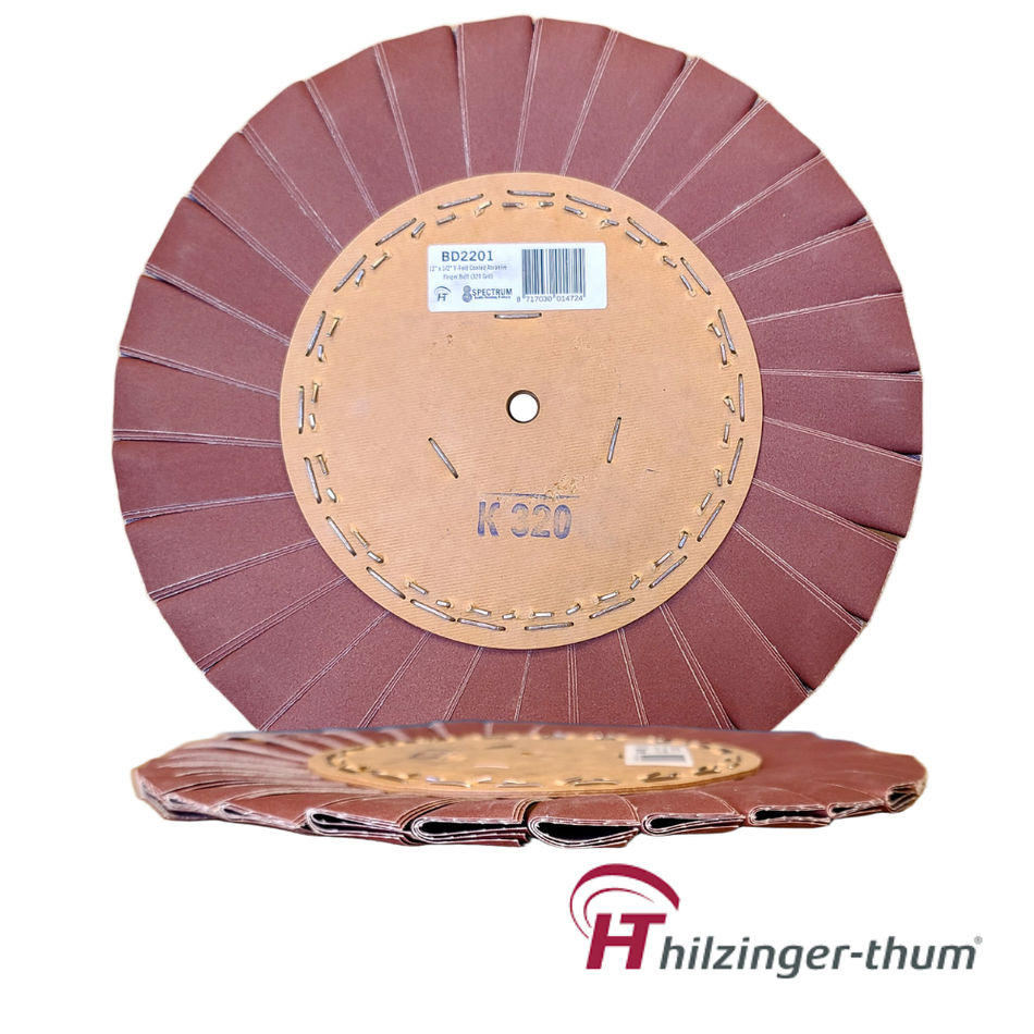 12" x 5" x 5/8"AH Premium Coated Abrasive V-Fold Abrasive Finger Buffing Wheel (320 Grit)