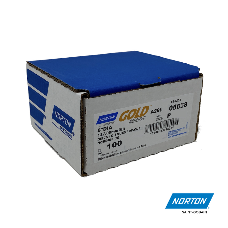 Norton Gold Reserve A296 600 Grit Aluminum Oxide Sandpaper Discs (5")