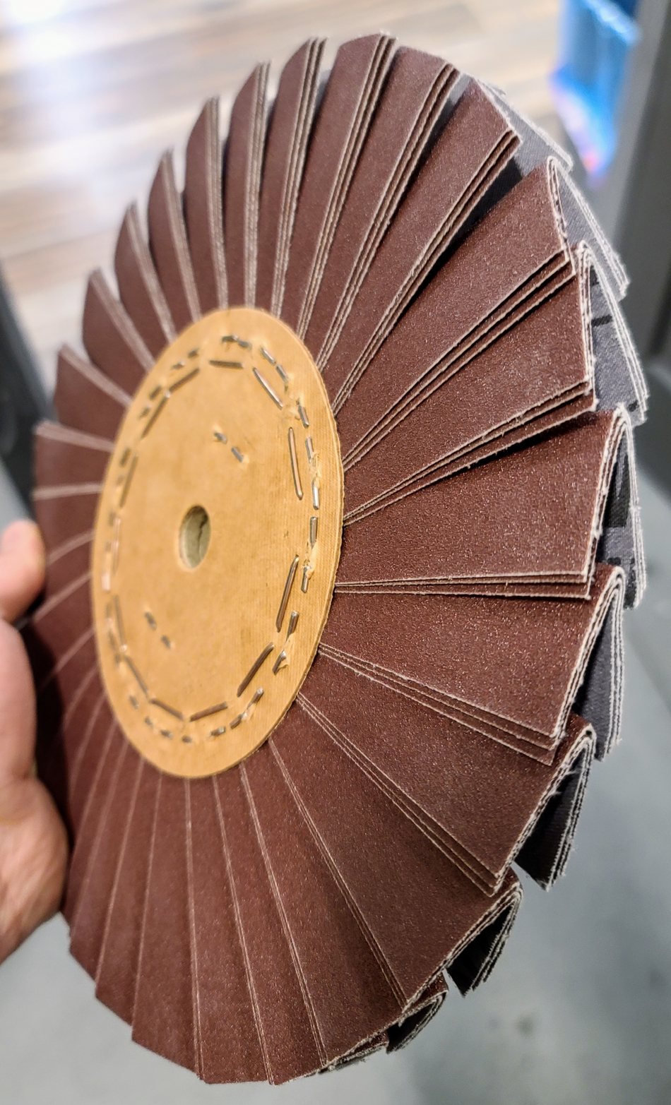 10" x 3" x 1/2"AH Premium Coated Abrasive V-Fold Abrasive Finger Buffing Wheel (120 Grit)